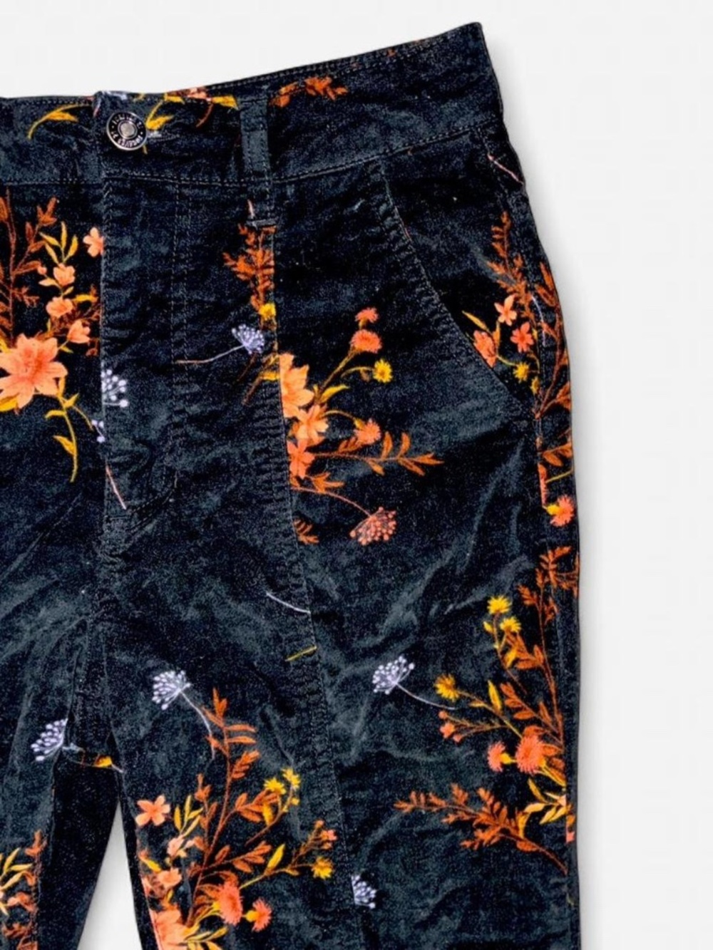 Forever 21 Velvet Floral Flare Pants | 70s Boho Vibes | Medium - Picture 7 of 7
